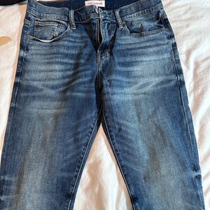 Slim Blue Denim Jeans with Faded Look
